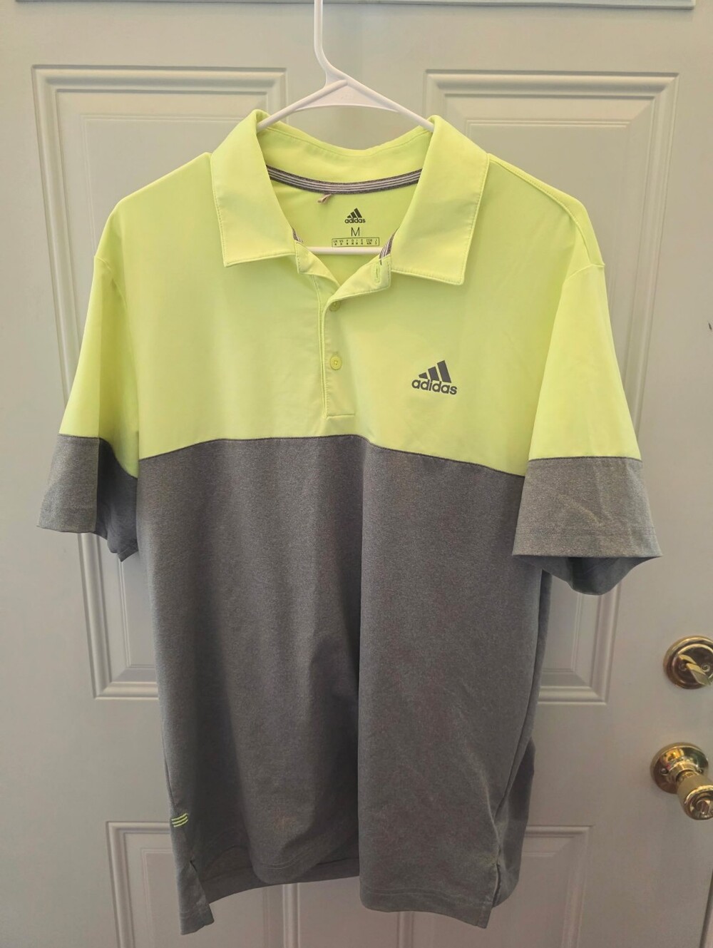 Adidas Men's Colorblock Polo in Neon Yellow & Gray Size Medium